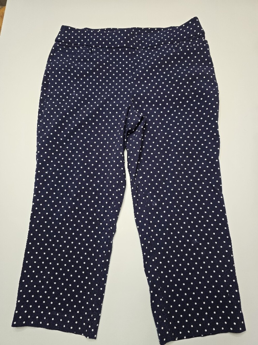 Kim Rigers Navy Polka Dot Stretch Capris